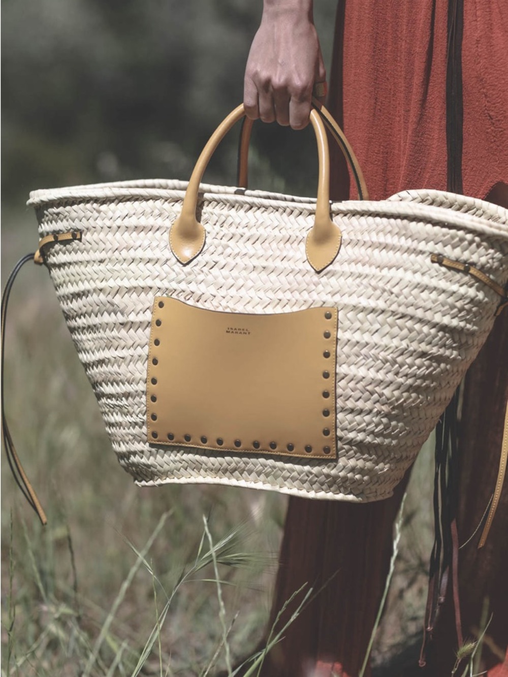 Isabel Marant Cadix Raffia & Leather Tote Women's Beige